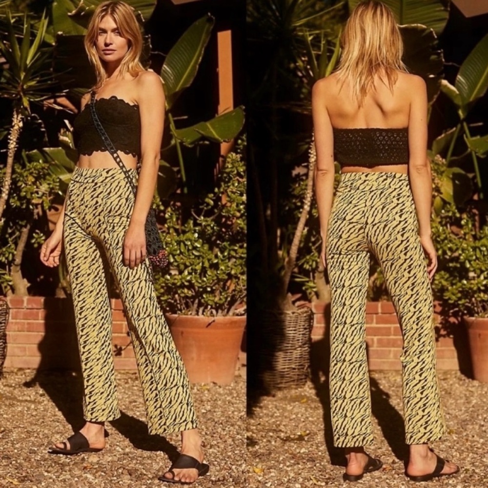 Free People Zebra Print Wide Leg Pants